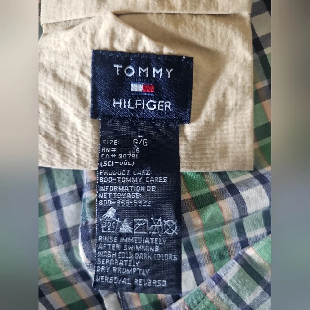 Tommy Hilfiger Men’s Plaid Lounge Swim Shorts Size L Drawstring Elastic Waist